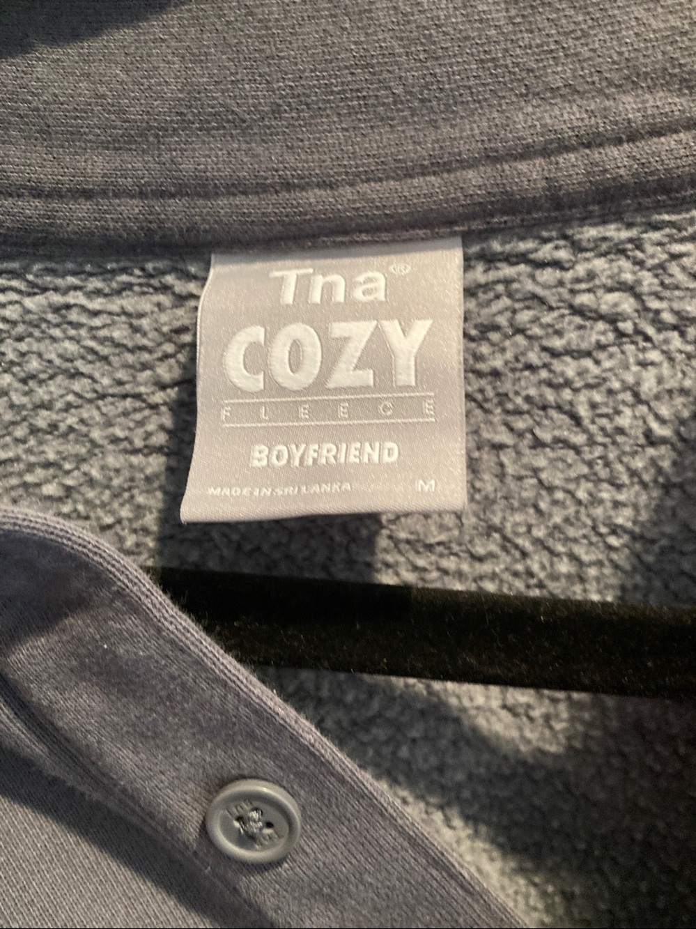 TNA Aritzia Cozy Boyfriend Button-Up in Slate Gray medium oversized - Picture 2 of 4
